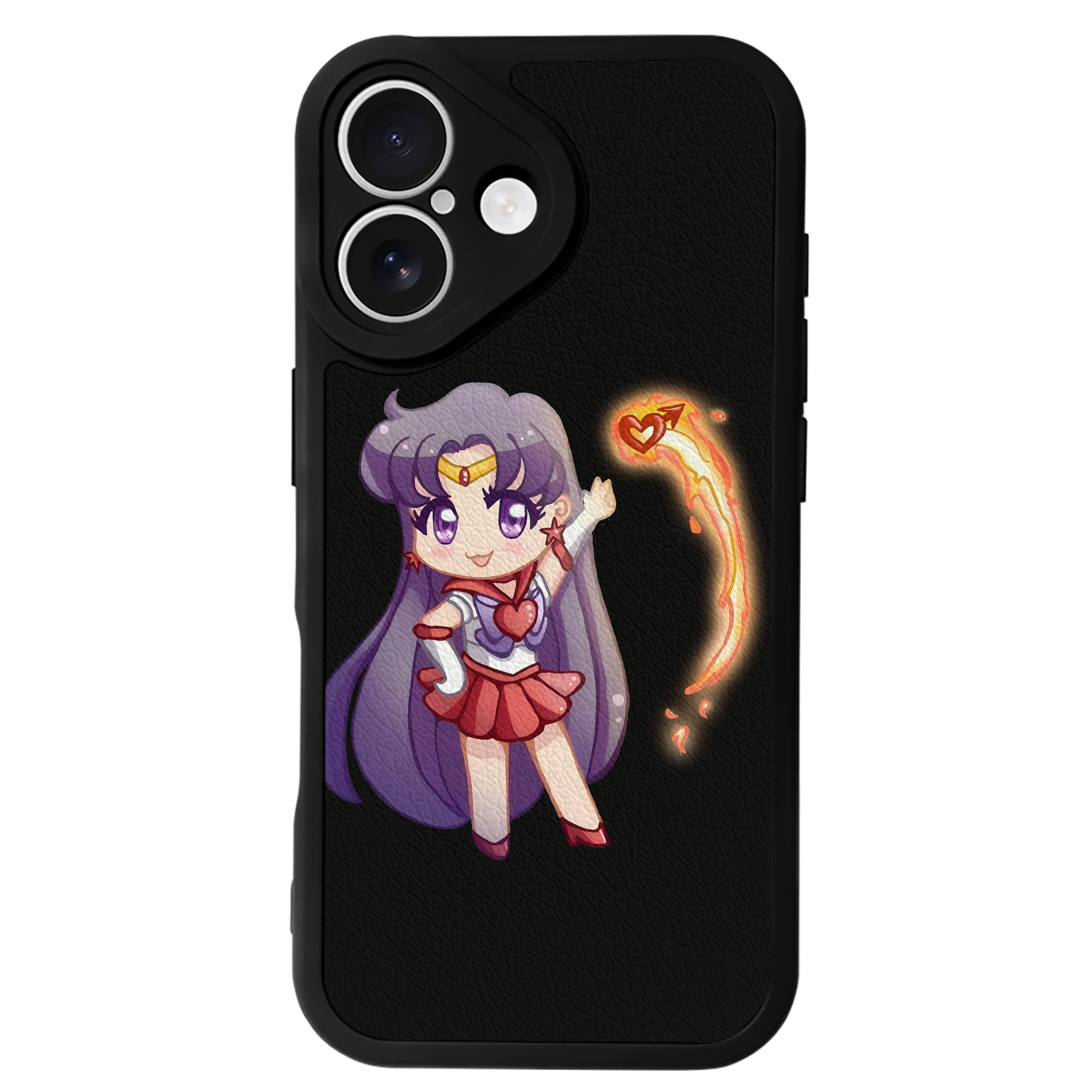 （画像用） 美少女戦士セーラームーン 火野レイ ひの レイ Sailor Moon Hino Rei （セーラーマーズ,Sailor Mars） 【iPhone 16シリーズ対応】シリコンスマホケース（レザー調） 材質：シリコン